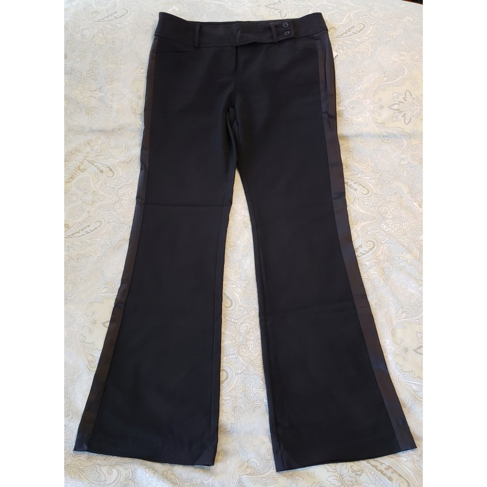 Mandee Black Slacks with Satin Stripe Detail